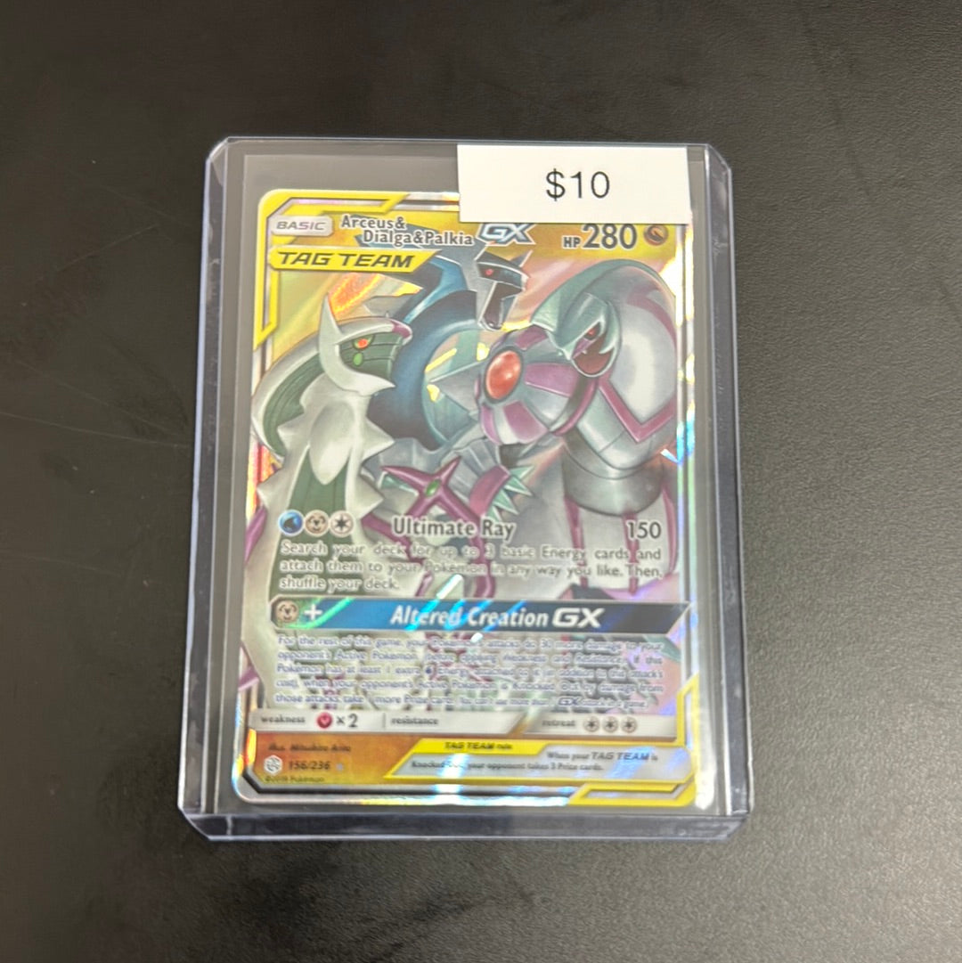 pokemon card arceus dialga palkia Pokémon Arceus & Dialga & PALKIA GX 156/236 – Grail Collectibles AZ