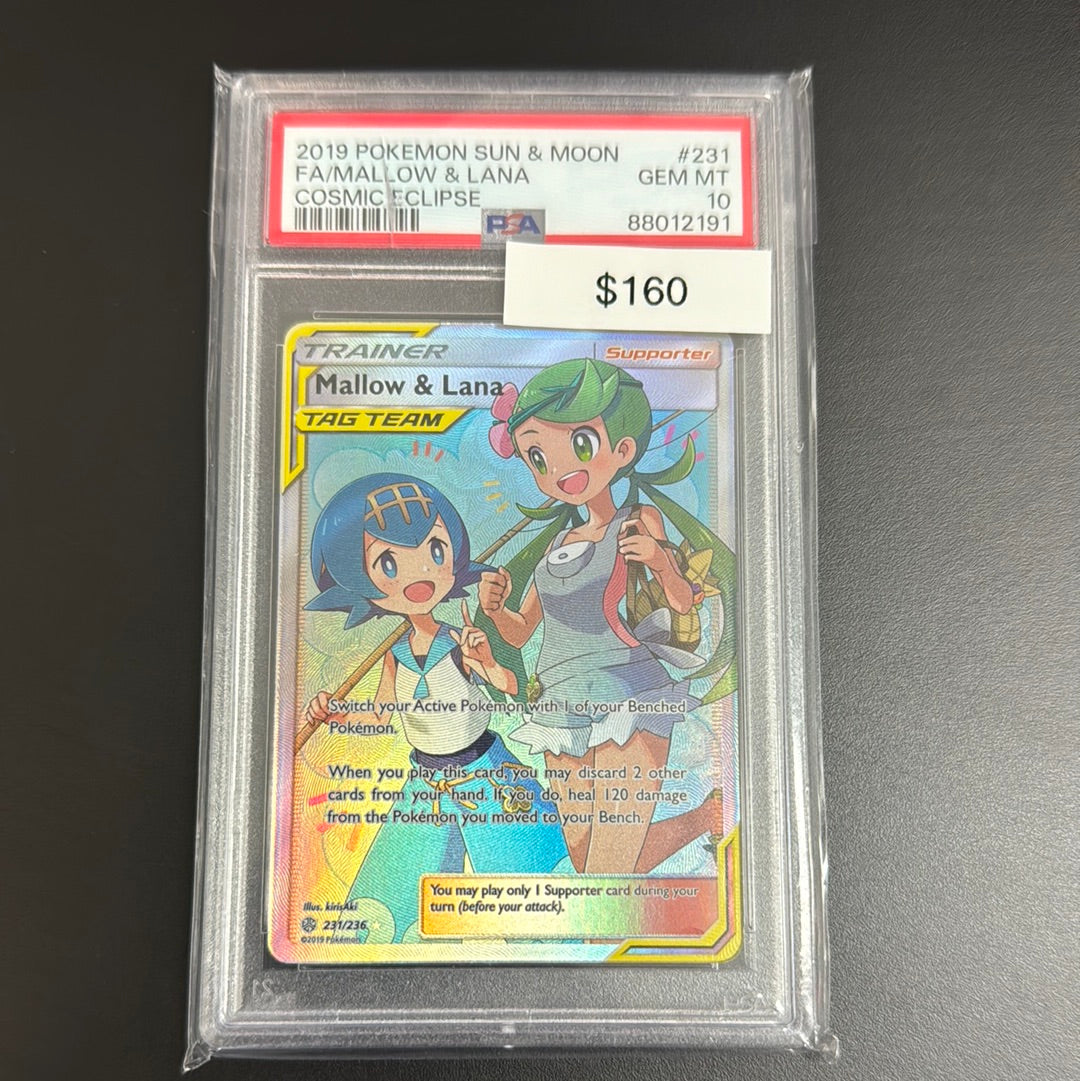 Pokmon Sun & Moon Cosmic Eclipse Mallow & Lana 231 PSA 10 Grail Collectibles AZ Pokmon Sun & Moon Cosmic Eclipse Mallow & Lana 231 PSA 10 Grail Collectibles AZ