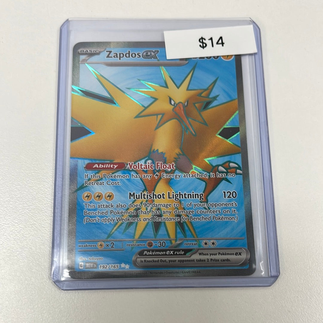 zapdos pokemon card full art Pokémon Zapdos ex 151 Full Art 192/165