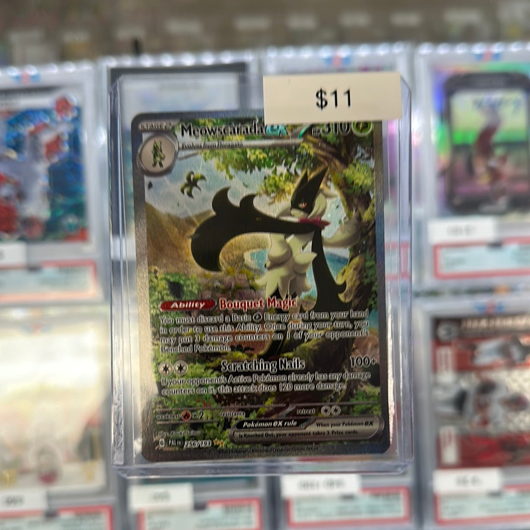 meowscarada ex pokemon card 2023 Paldea Evolved Special Illustration Rare #256 PSA Authenticated 10 your opponent takes 2 Prize cards. Meowscarada EX Paldea Evolved Pokemon