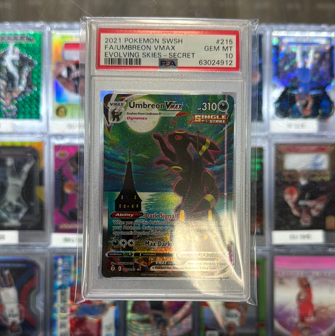 2021 Pokmon Evolving Skies Umbreon VMAX 215/203 PSA 10 Grail Collectibles AZ 2021 Pokmon Evolving Skies Umbreon VMAX 215/203 PSA 10 Grail Collectibles AZ