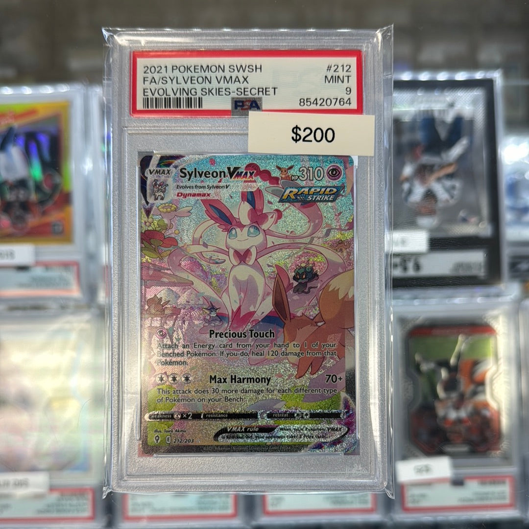 pokemon cards at gamestop Pokémon Evolving Skies Sylveon Vmax 212 PSA 9 – Grail Collectibles AZ