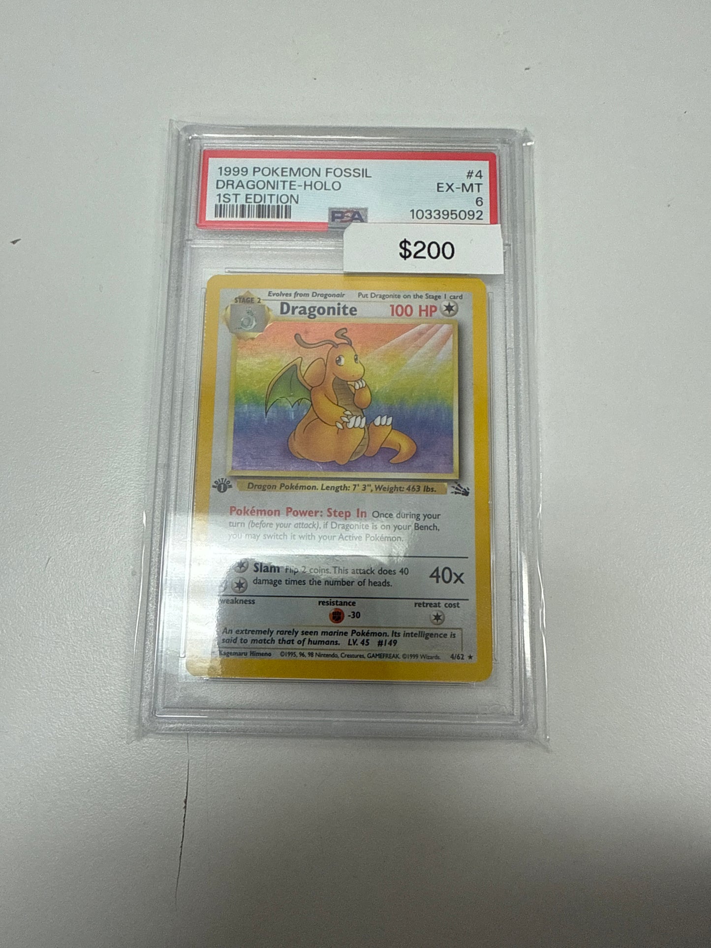 Pokemon Dragonite 19/62 1st Edition Holo PSA 6