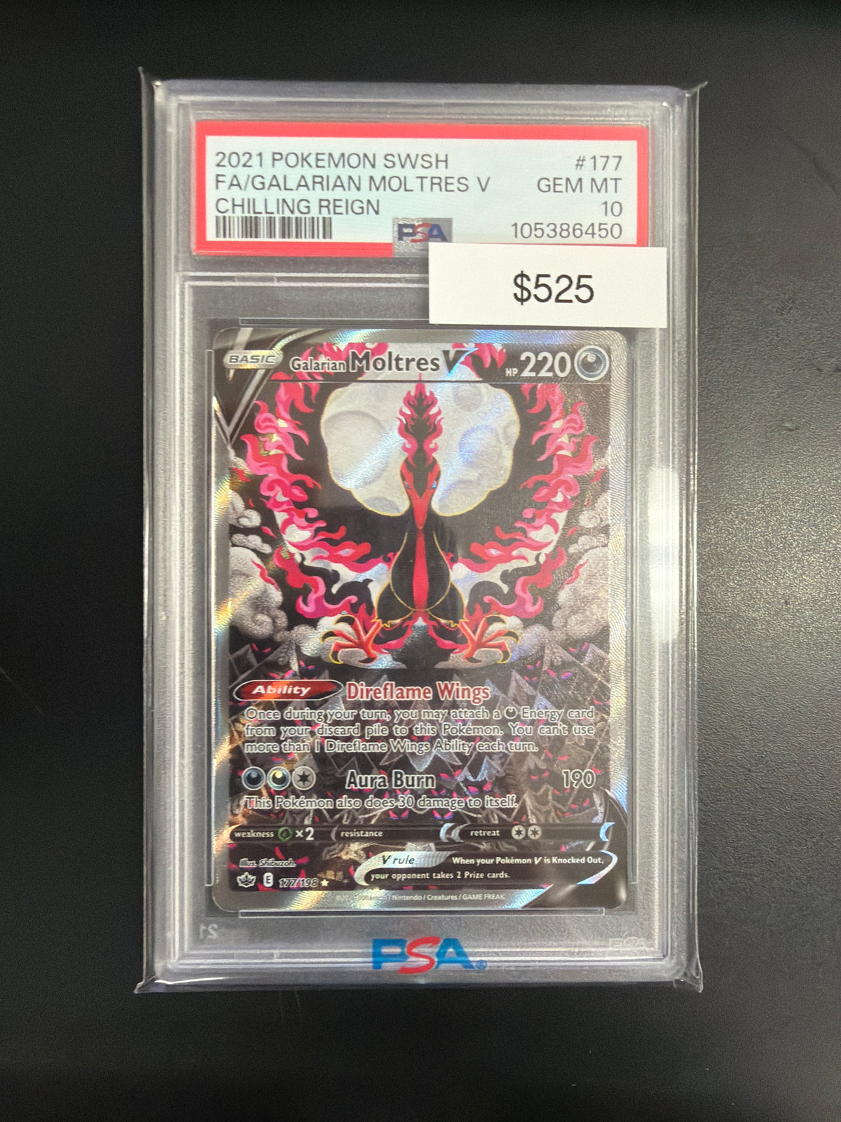 Pokemon Galarian Moltres V #177 PSA 10