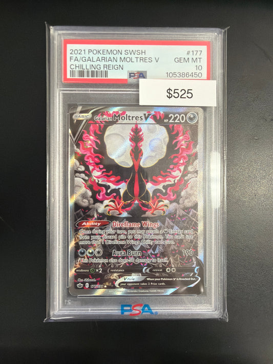 Pokemon Galarian Moltres V #177 PSA 10