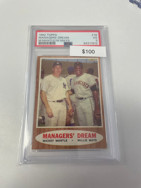 1962 Topps Mantle/Hayes #18 PSA 3