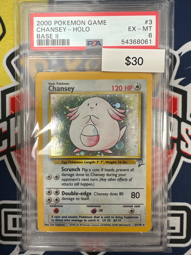 Pokemon Chansey 3/130 Holo PSA 6