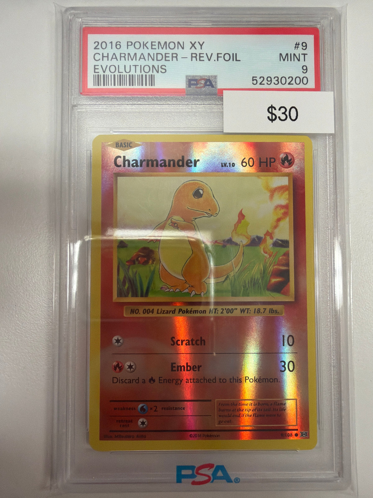 Pokemon Charmander 91/108 PSA 9