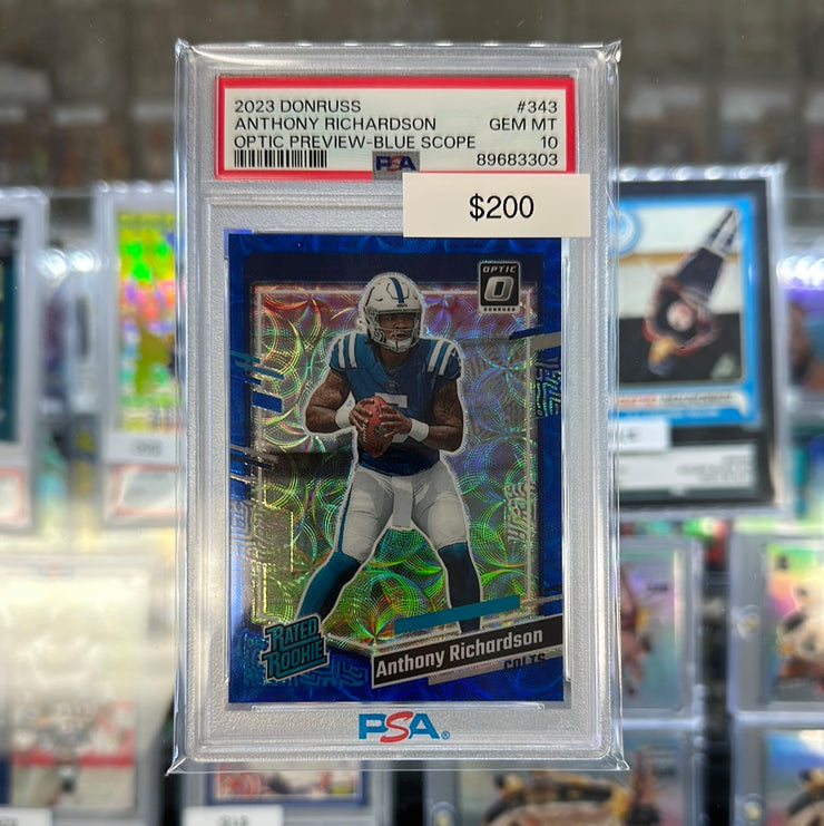 2023 Donruss Optic Preview Anthony Richardson Rated Rookie Blue Scope 