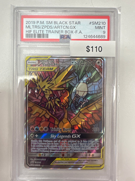 Pokemon Moltres & Zapdos & Articuno GX SM210 PSA 9