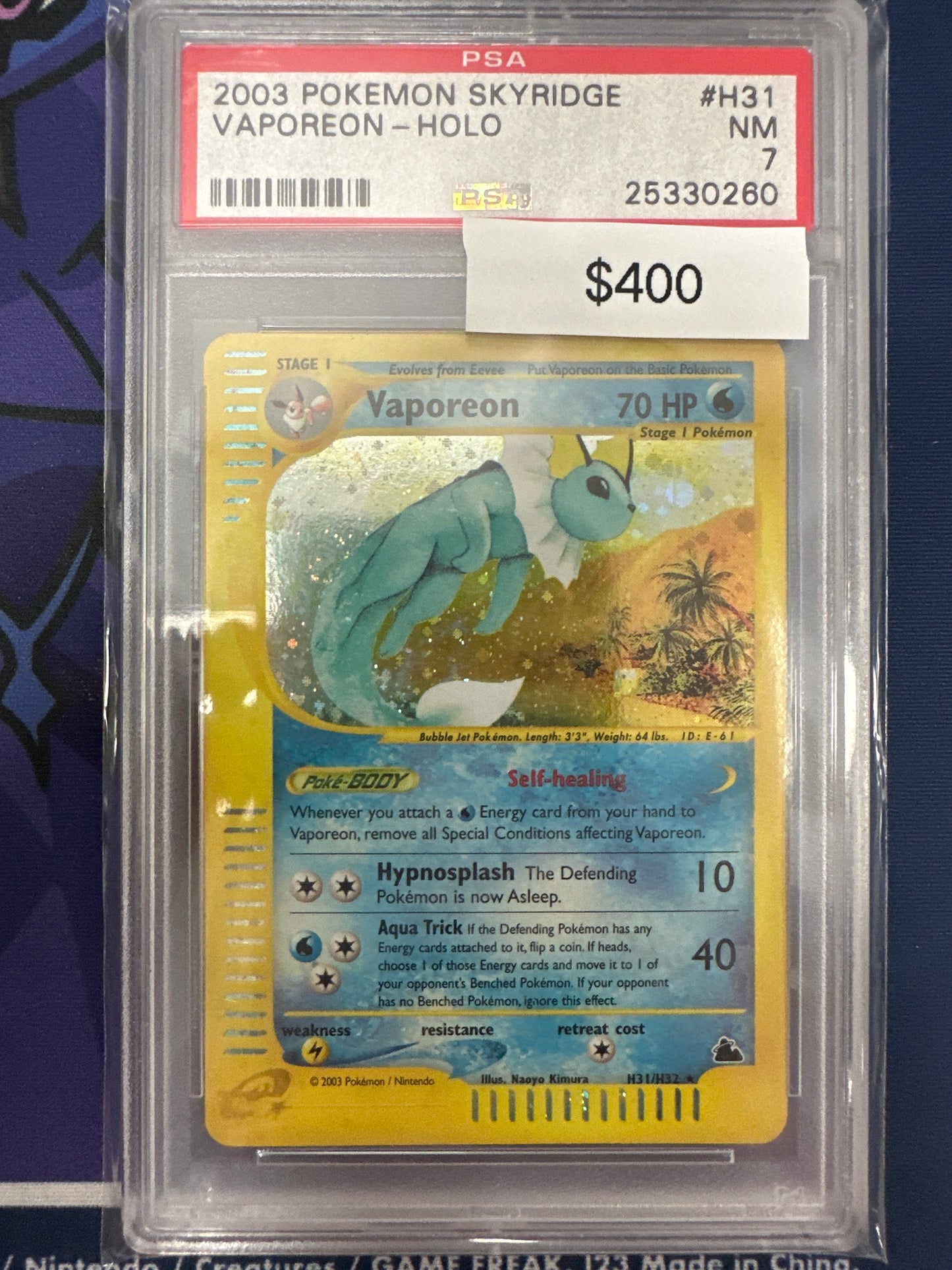 Pokemon Skyridge Vaporeon Holo PSA 7