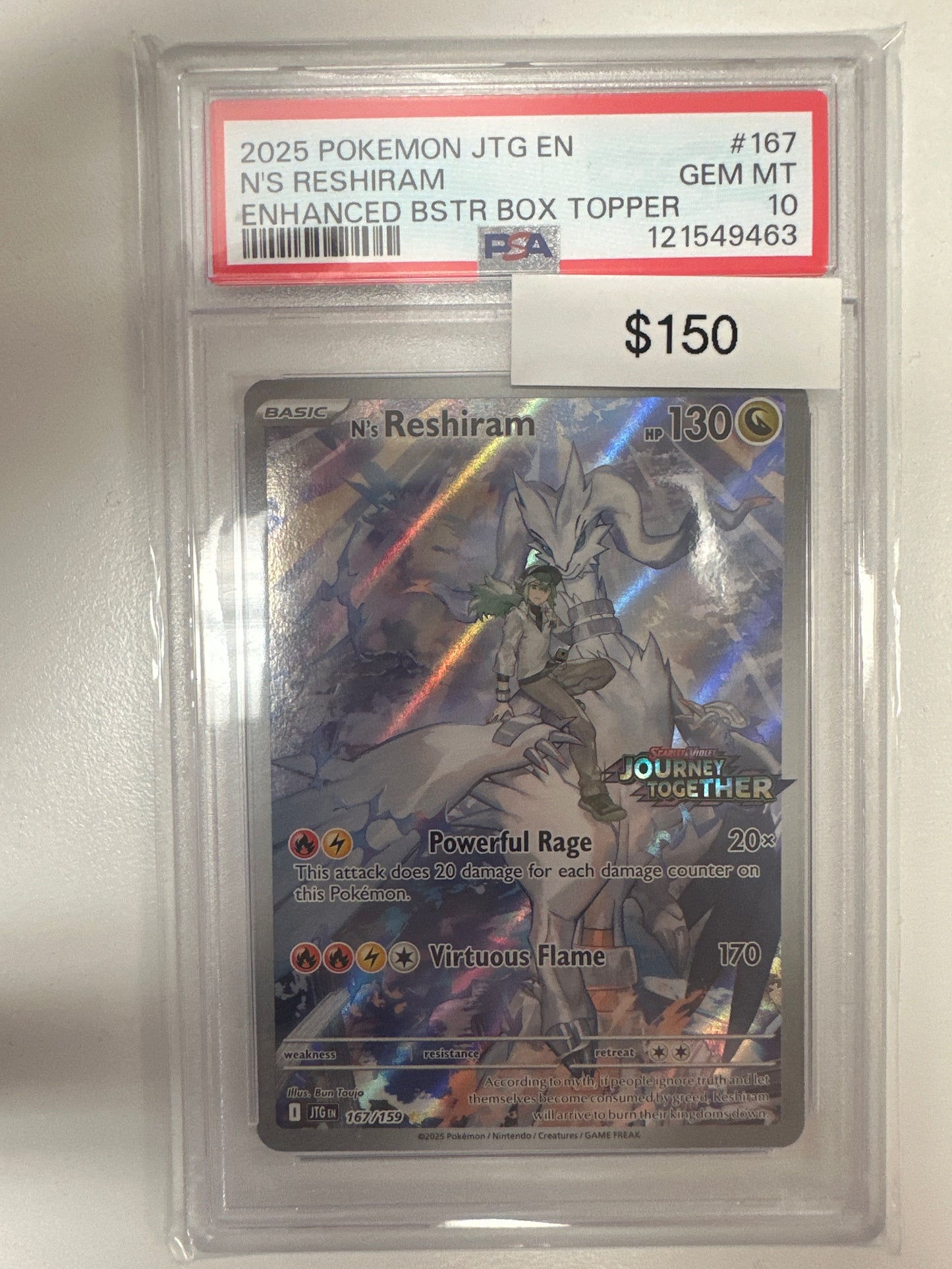 Pokemon Ns Reshiram 167/159 PSA 10