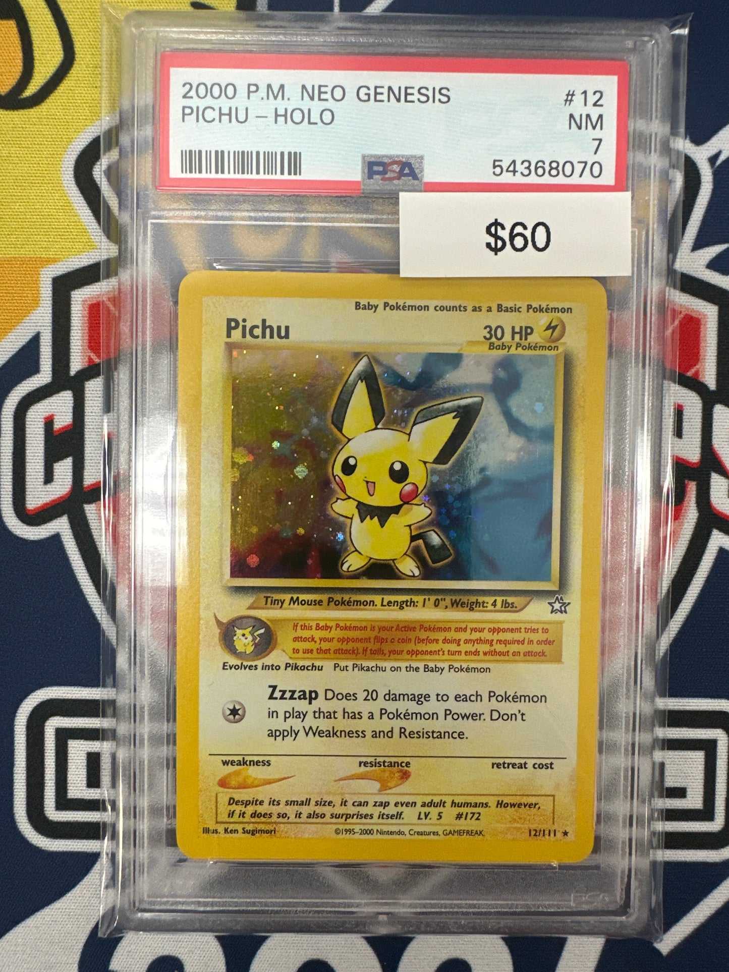 Pokemon Pichu 12/111 Holo PSA 7