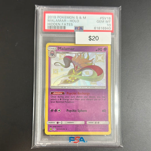 Pokémon Hidden Fates MALAMAR Holo SV18/SV94 PSA 10