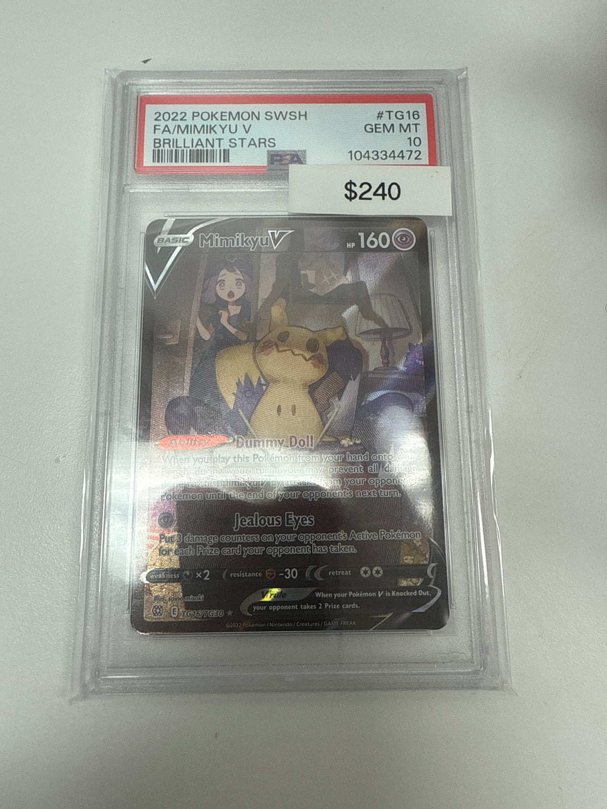 Pokémon Mimikyu V TG16 PSA 10