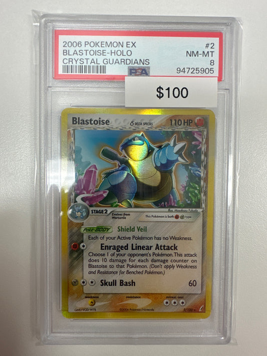 Pokemon Crystal Guardians Blastoise Holo #2 PSA 8
