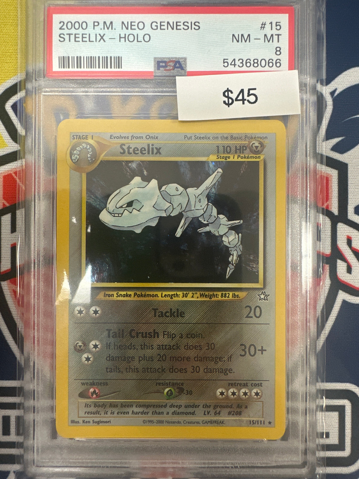 Pokemon Steelix Holo 15/111 PSA 8