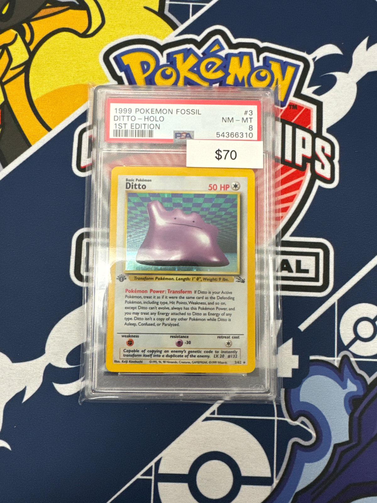 1999 Pokémon Fossil Ditto 1st Ed. #3 PSA 8