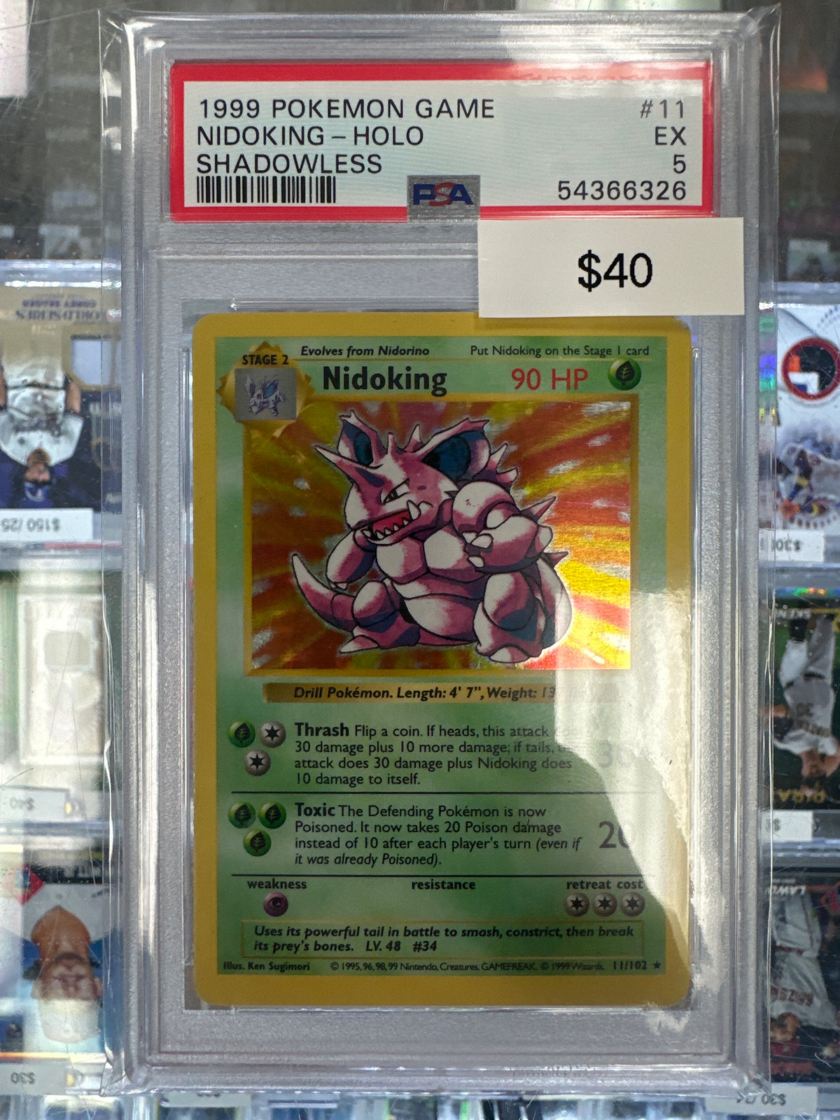 Pokemon Nidoking 11/102 Shadowless Holo PSA 5