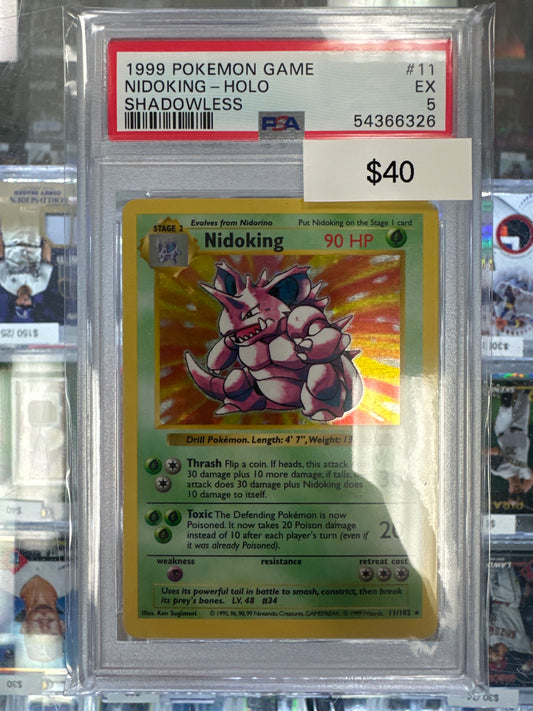 Pokemon Nidoking 11/102 Shadowless Holo PSA 5