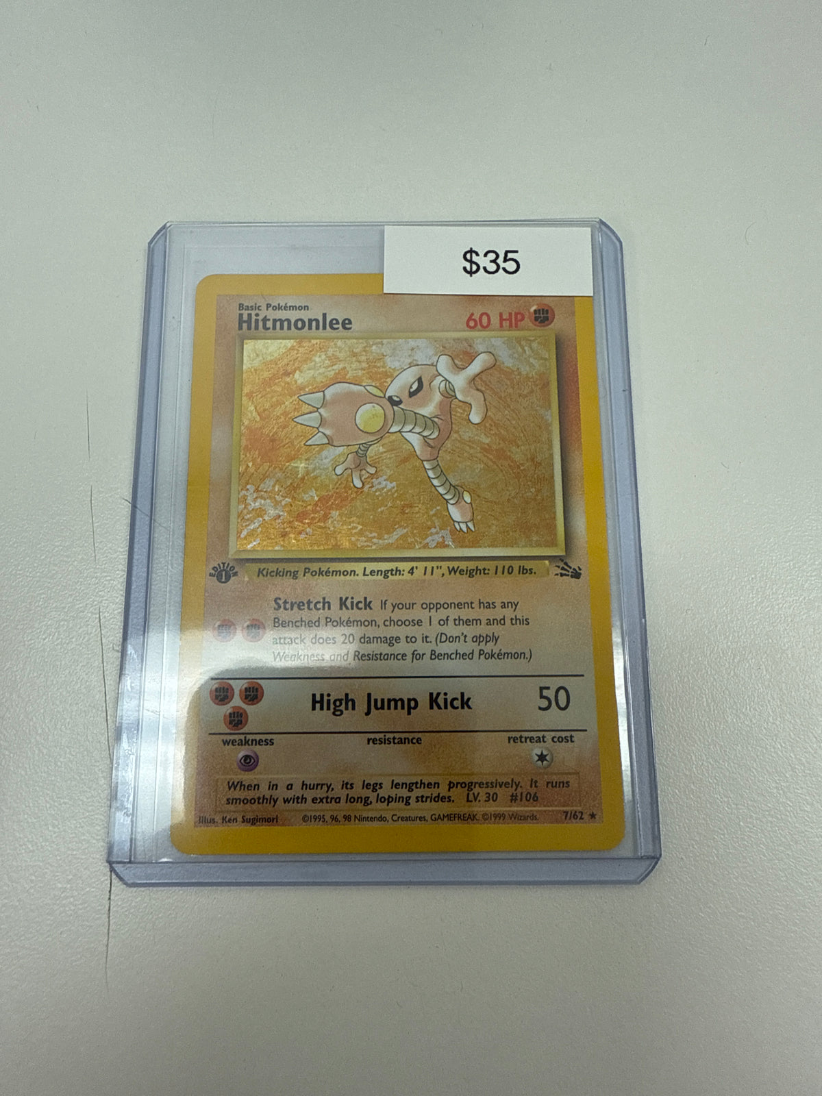 Pokemon Hitmonlee 1st Edition Holo #7/62