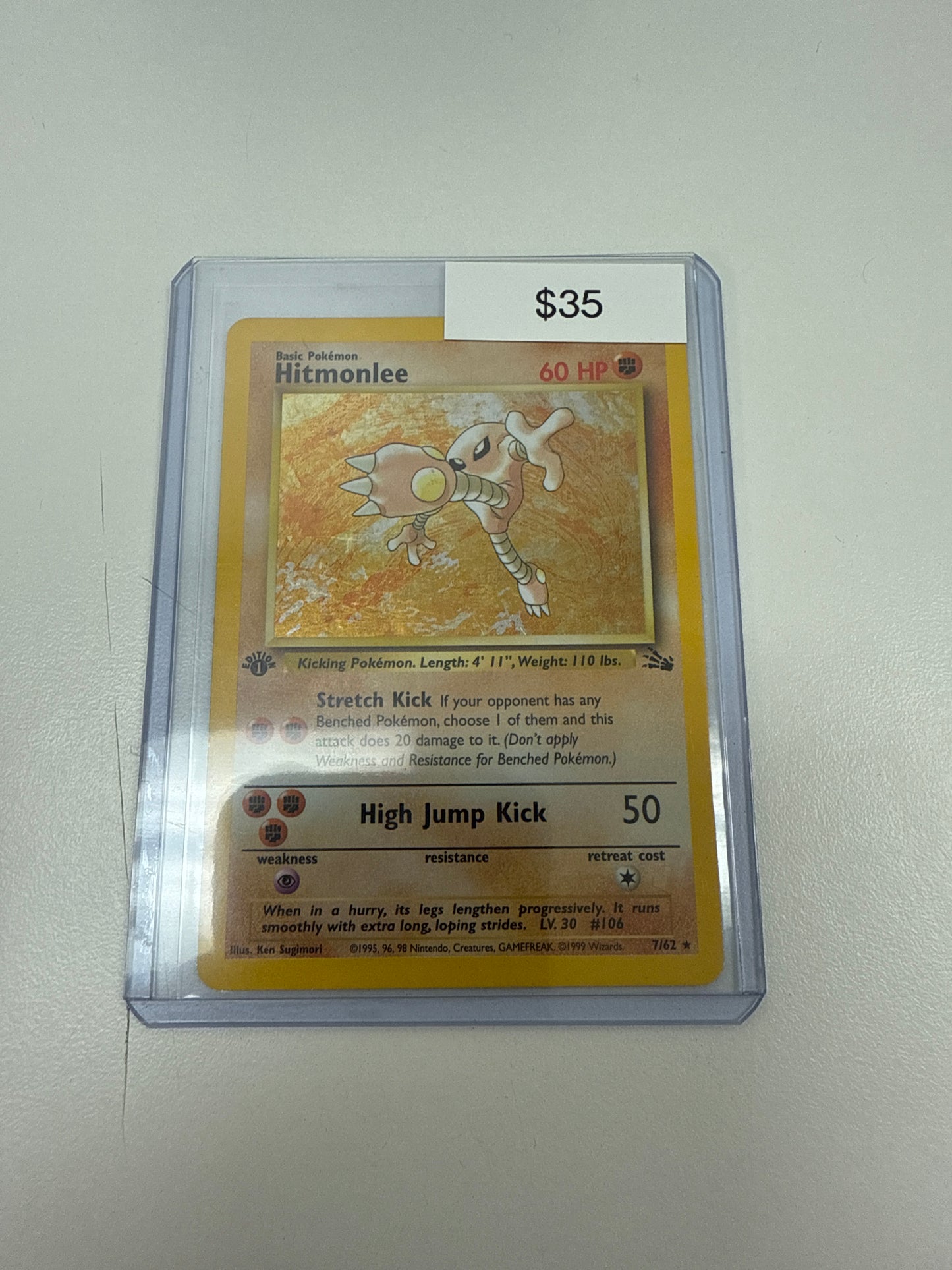 Pokemon Hitmonlee 1st Edition Holo #7/62