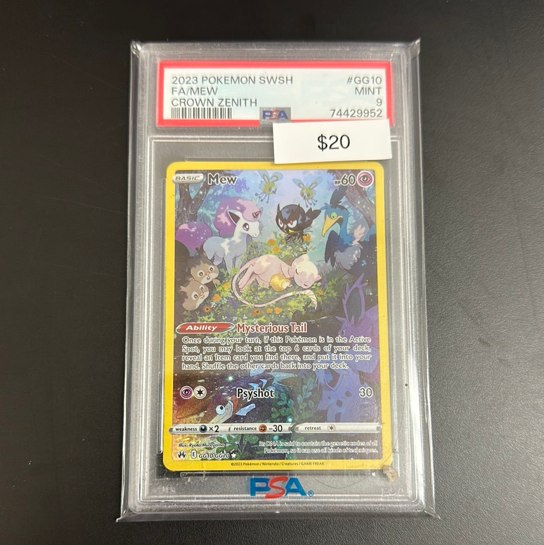 Pokémon Crown Zennith Mew GG10 PSA 9