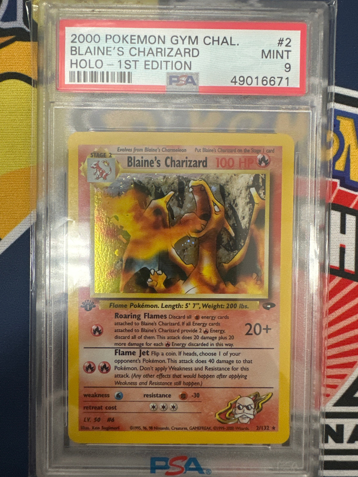 Pokemon Gym Challenge Blaine’s Charizard 1st Edition Holo Rare 2/132 PSA 9