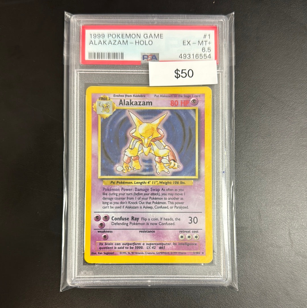 Pokémon Base Set Alakazam Holo #1 PSA 6.5