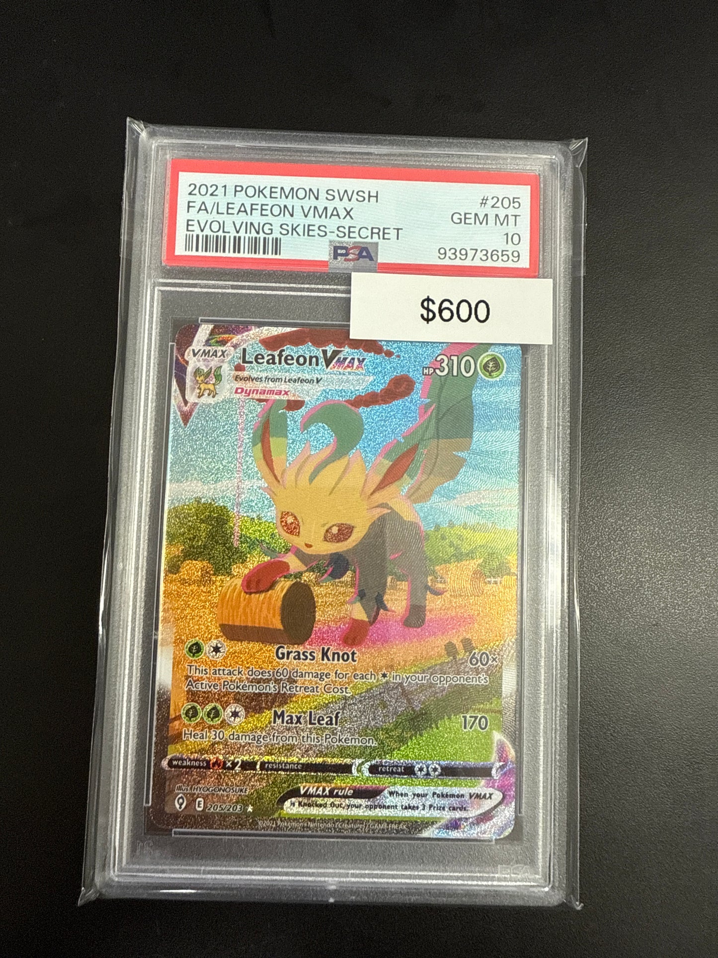 Pokémon Evolving Skies Leafeon VMAX #205 PSA 10