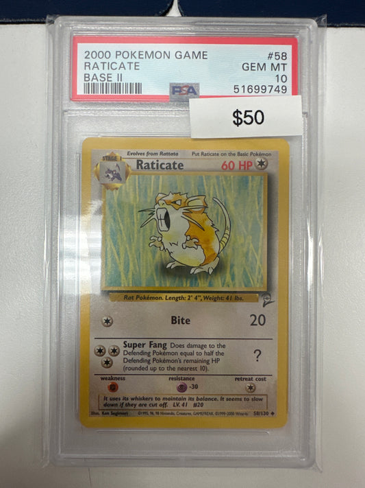 Pokemon Raticate Base Set 2 PSA 10