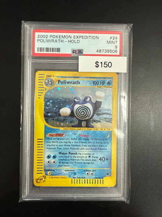 Pokémon Expedition Poliwrath Holo #24 PSA 9