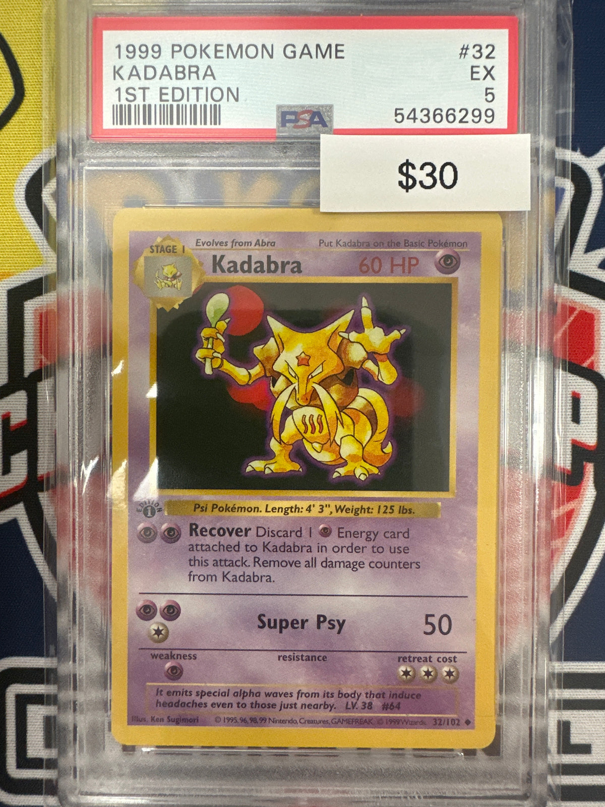 Pokemon Kadabra 1st Edition 32/102 PSA 5