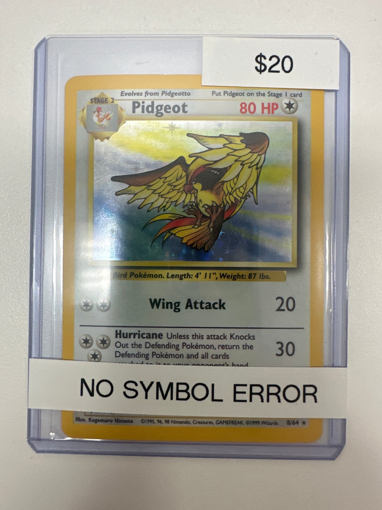 Pokemon Pidgeot Holo 8/64 No Symbol Error