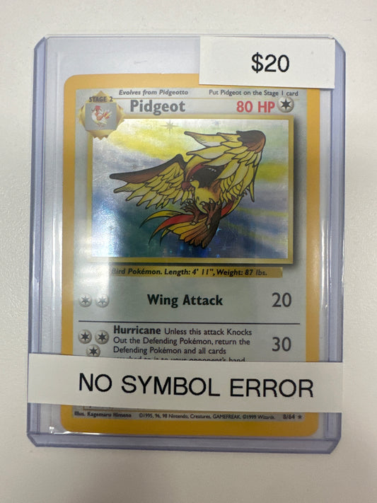 Pokemon Pidgeot Holo 8/64 No Symbol Error