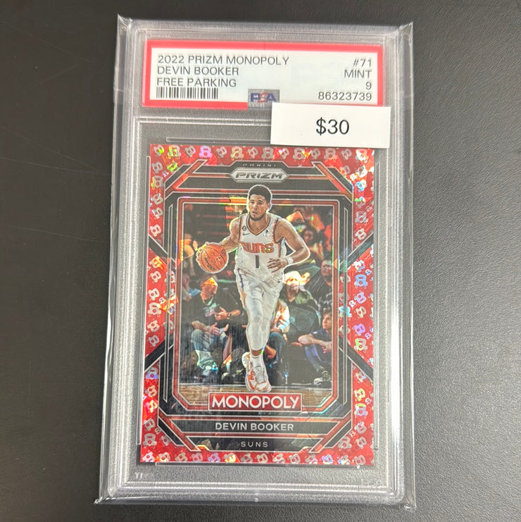 2022 Prizm Monopoly Devin Booker Free Parking 71 PSA 9