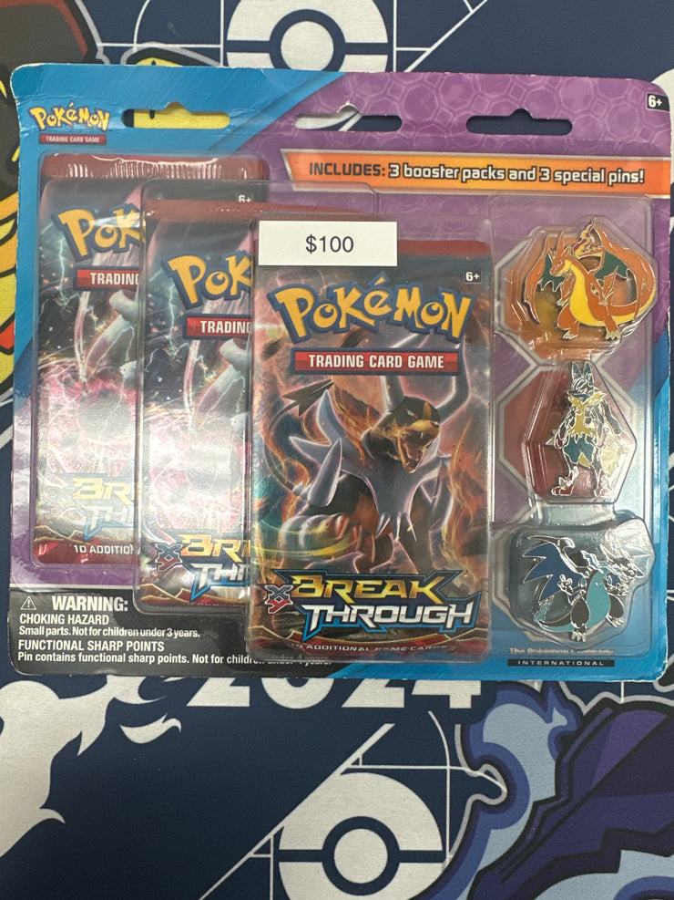 Pokemon M Charizard & M Lucario Pin 3 Pack Blister