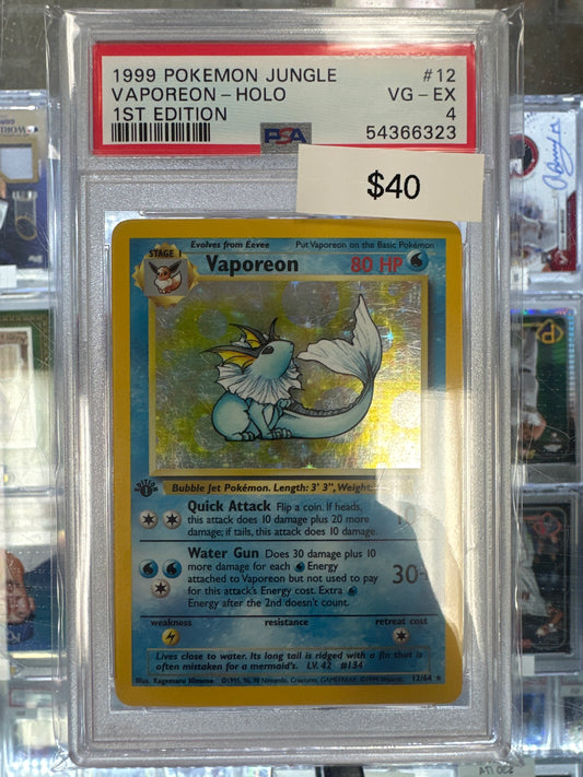 Pokemon Vaporeon 12/64 1st Edition Holo PSA 4