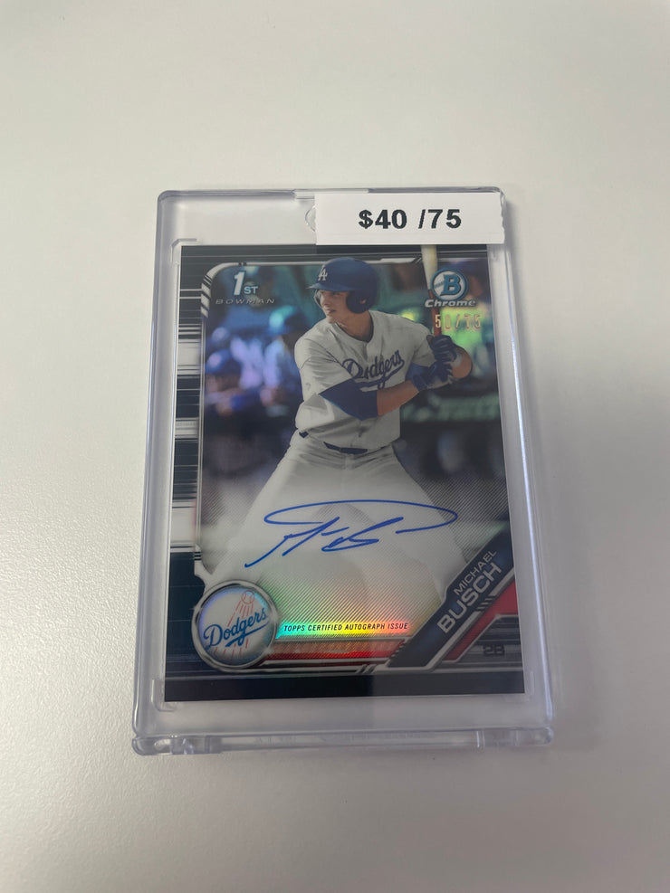 2019 Bowman Chrome Michael Busch Black Auto /75 