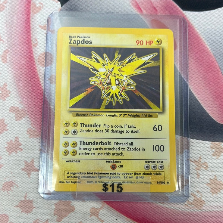 Pokémon Zapdos Base Set Holo 16/102