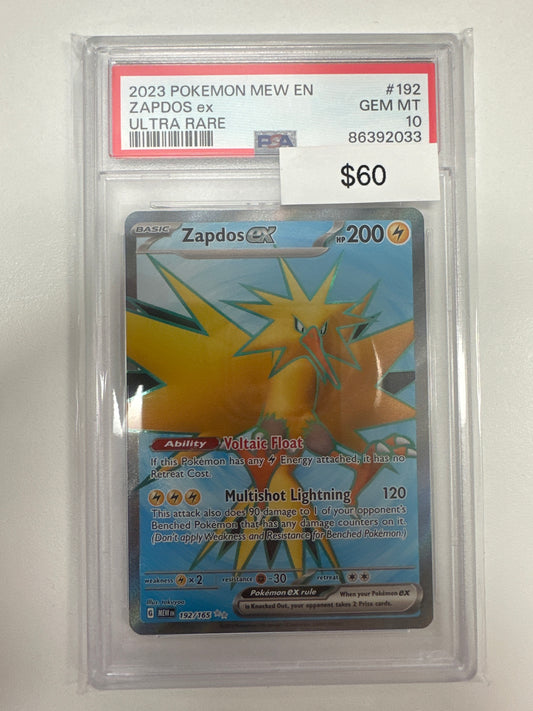 Pokemon Zapdos Ex 192/165 PSA 10