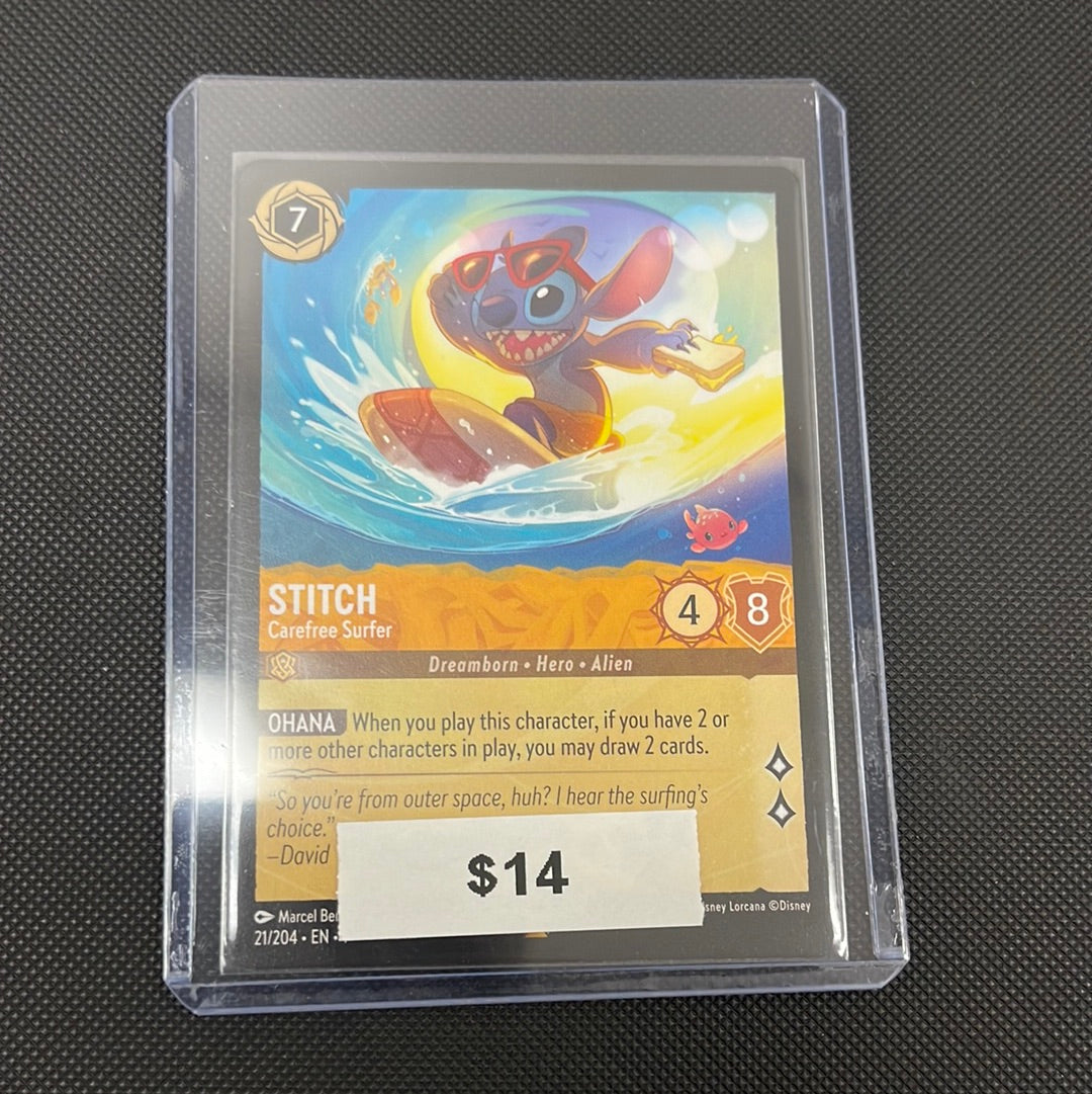 Disney Lorcana Stitch Carefree Surfer