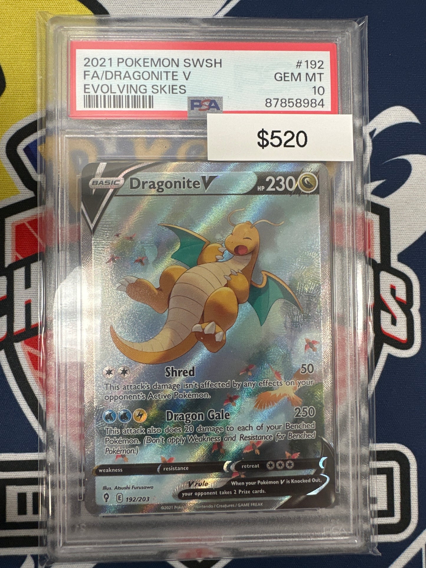Pokemon Evolving Skies Dragonite V Alternate Art 192/203 PSA 10