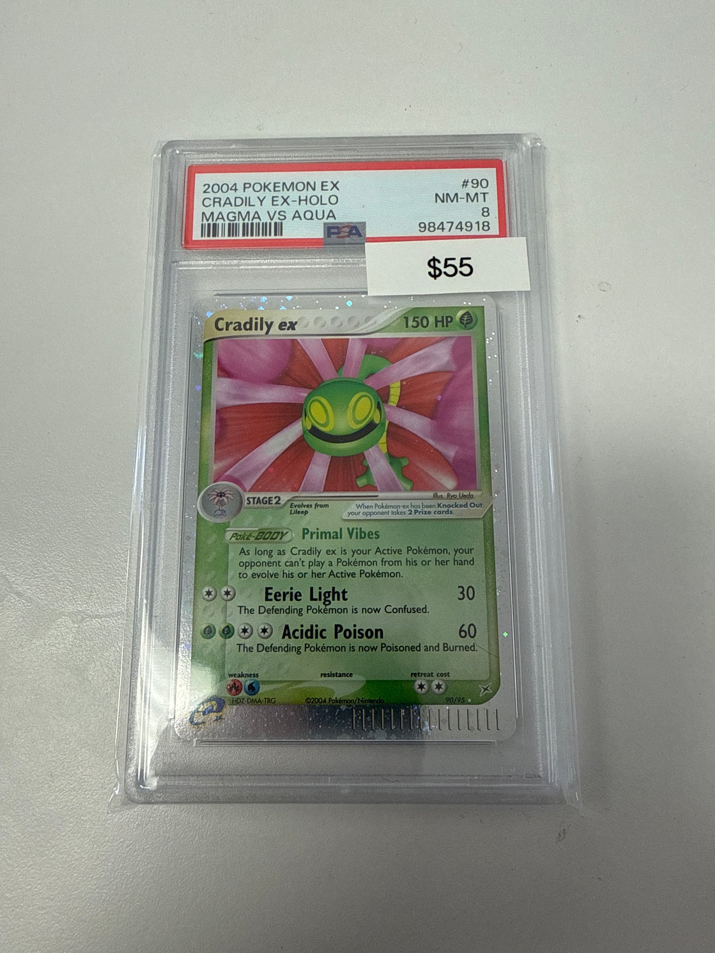 Pokemon Magma vs Aqua Cradily Ex Holo #90/95 PSA 8