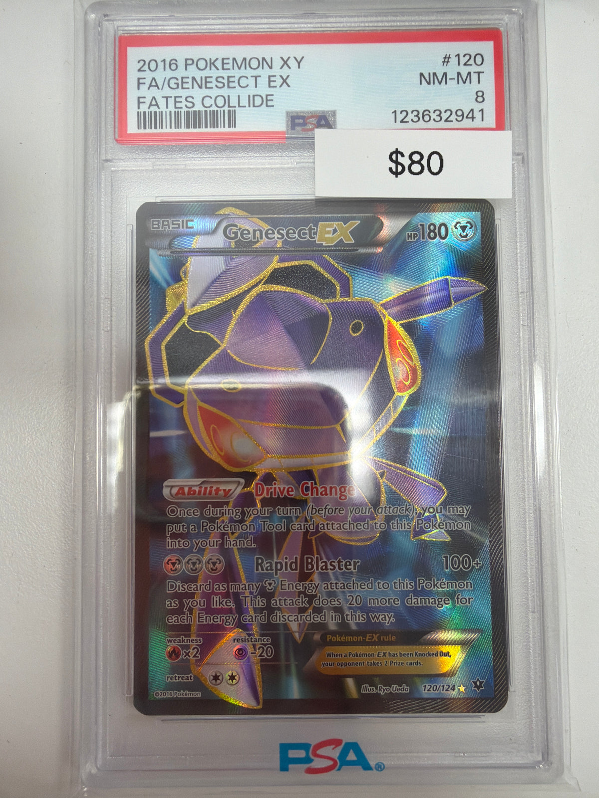 Pokemon Genesect EX Fates Collide 120/124 PSA 8