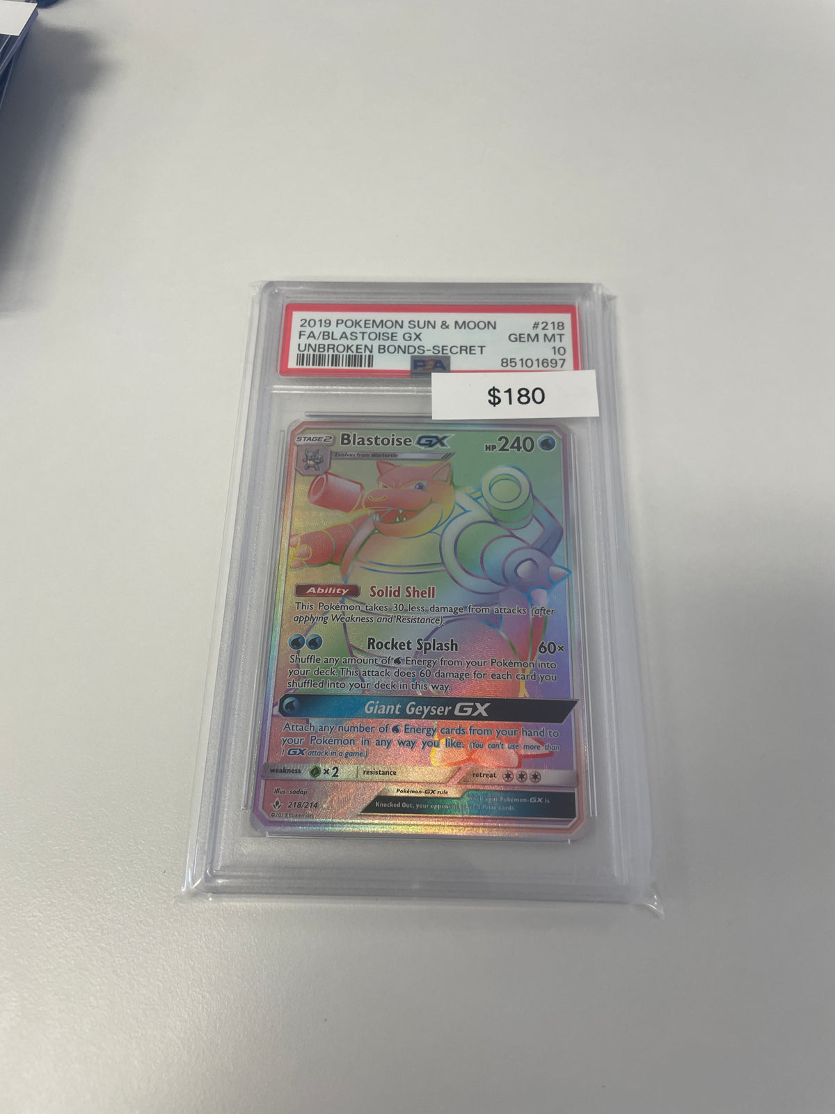 Pokemon Blastoise Gx Rainbow Secret #218/214 PSA 10