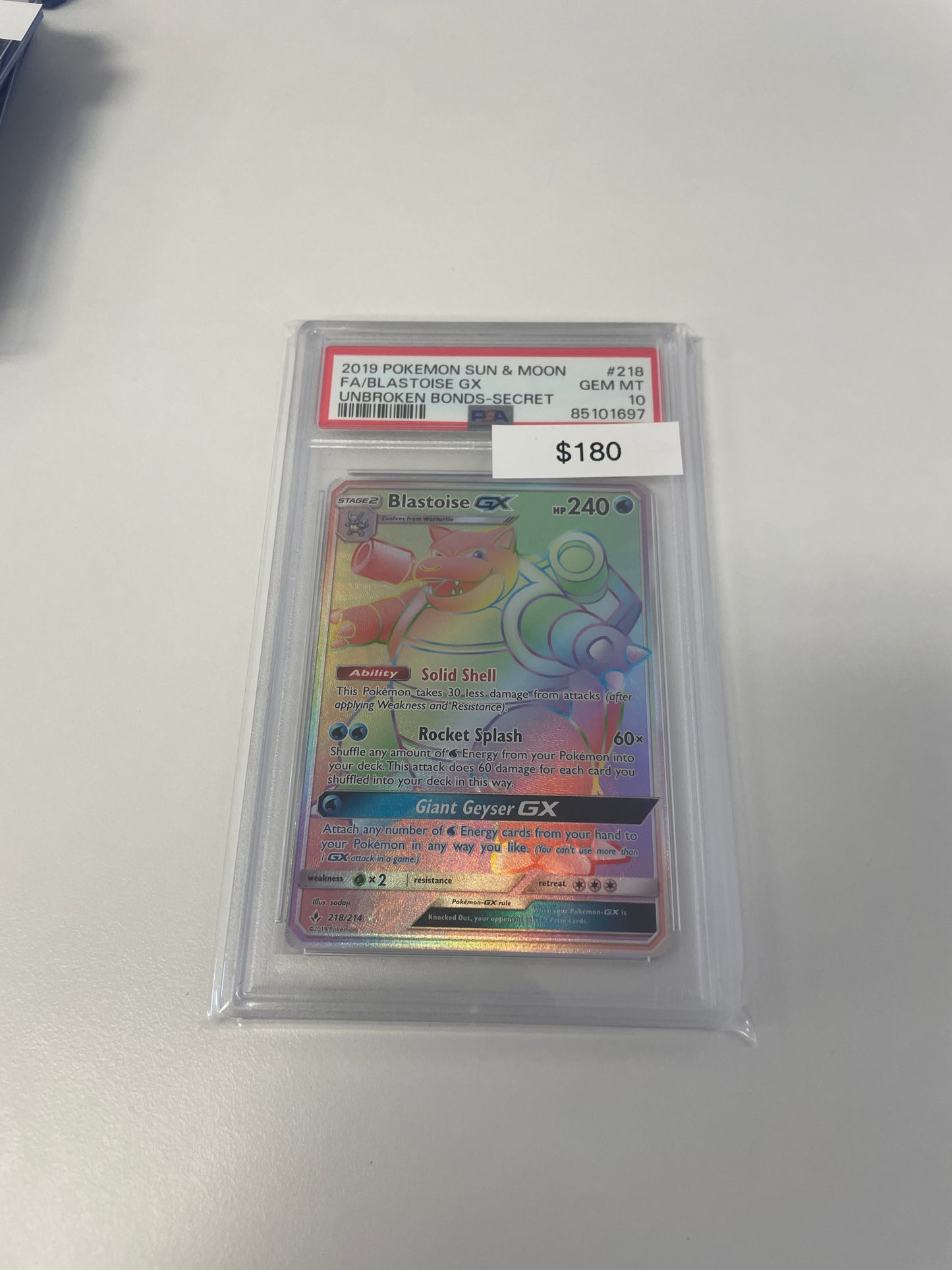 Pokemon Blastoise Gx Rainbow Secret #218/214 PSA 10