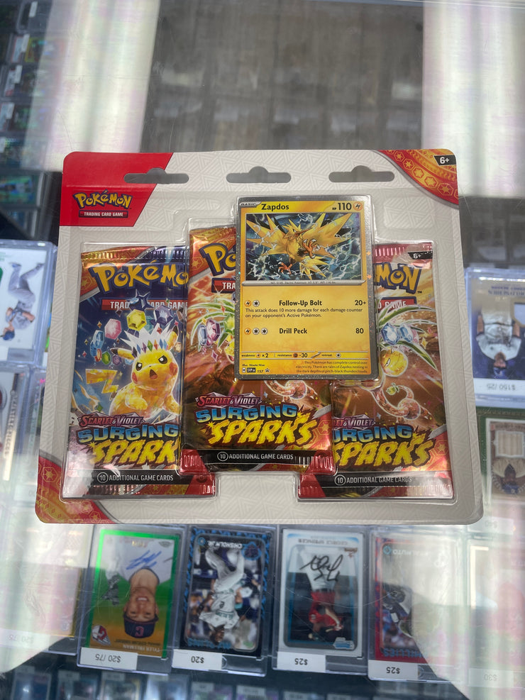 Pokemon Surging Sparks Zapdos 3-Pack Hanger