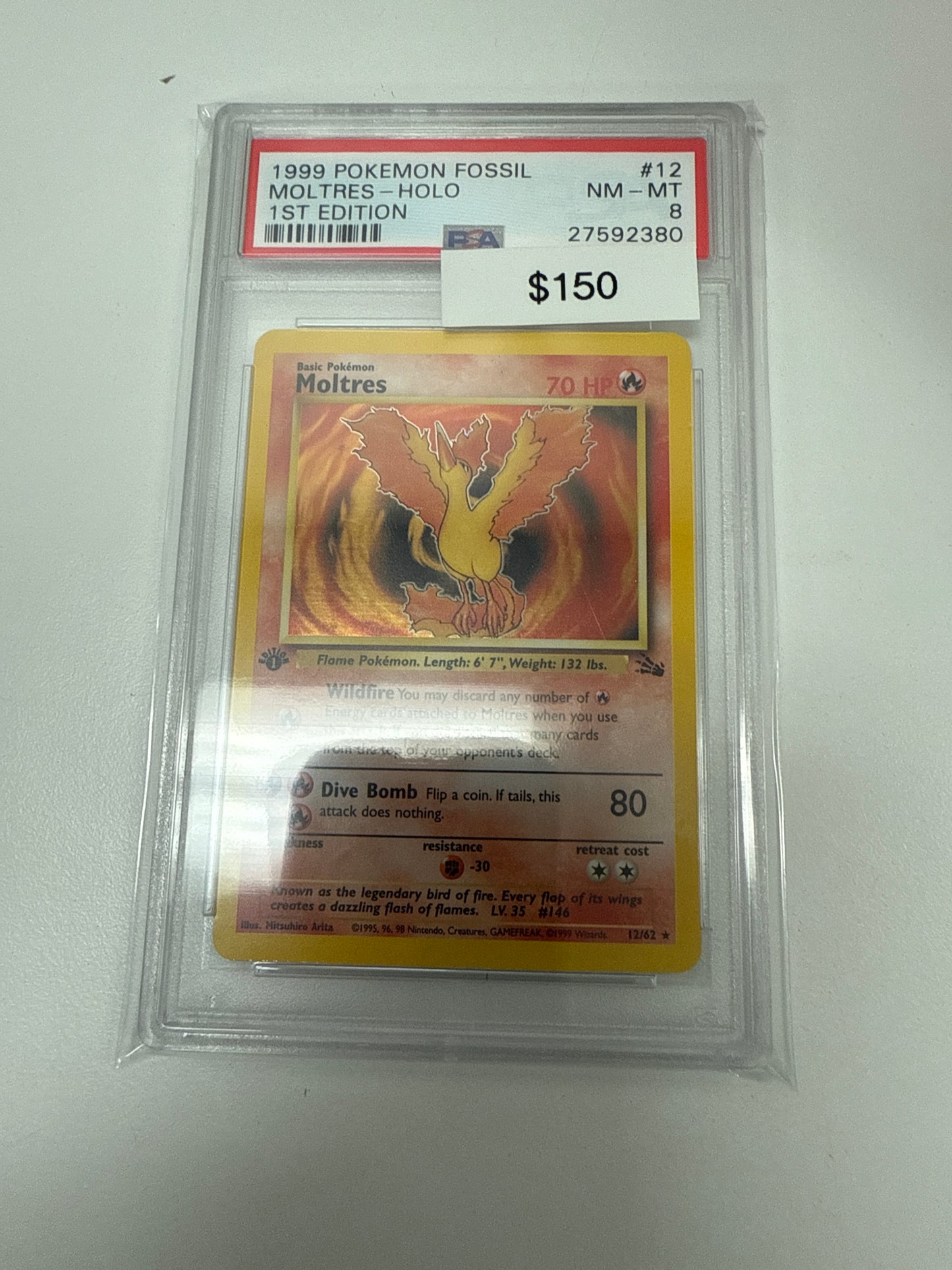 Pokemon Moltres 12/62 1st Edition Holo PSA 8