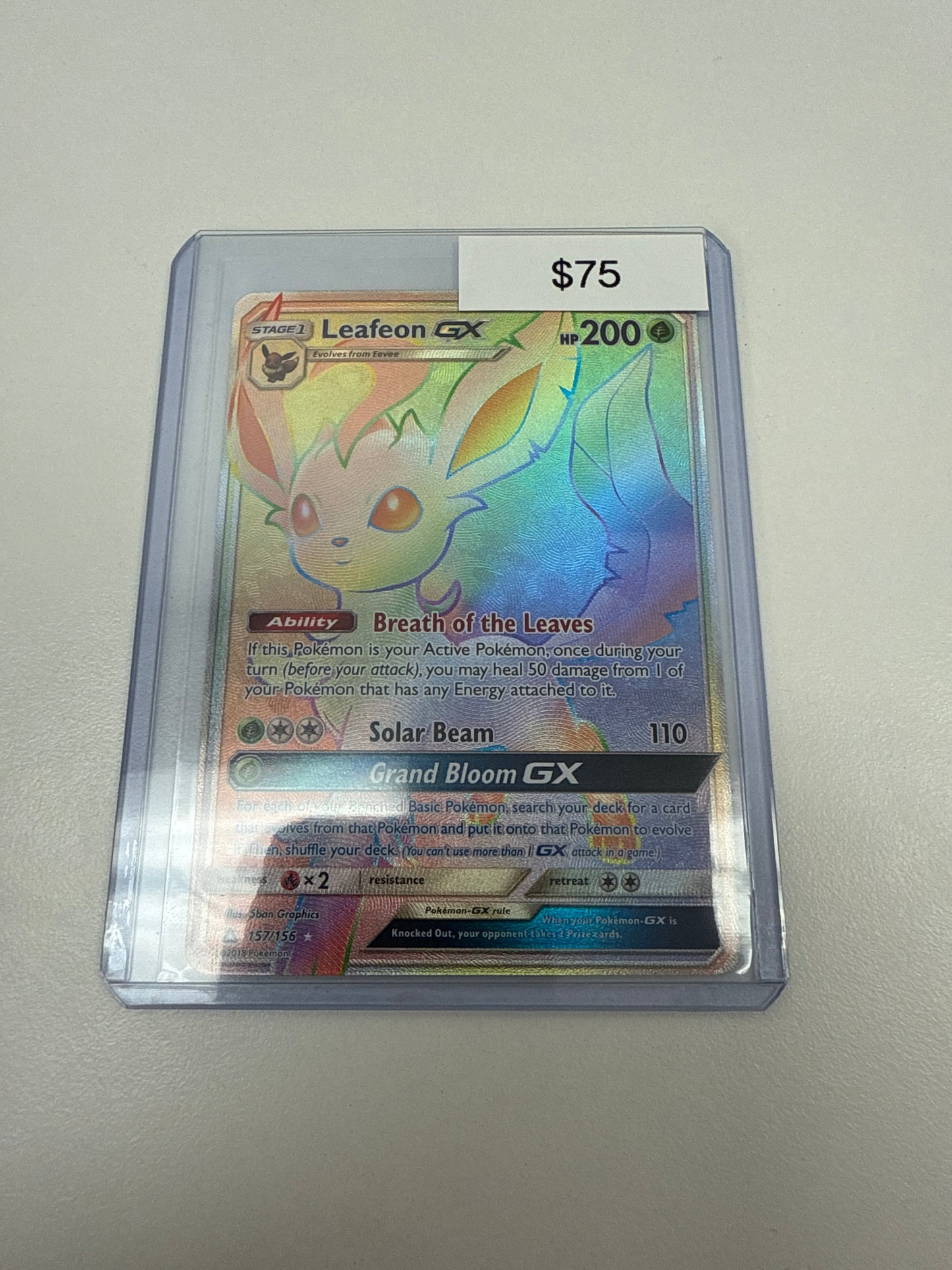 Pokemon Leafeon Gx Secret Rare #157/156